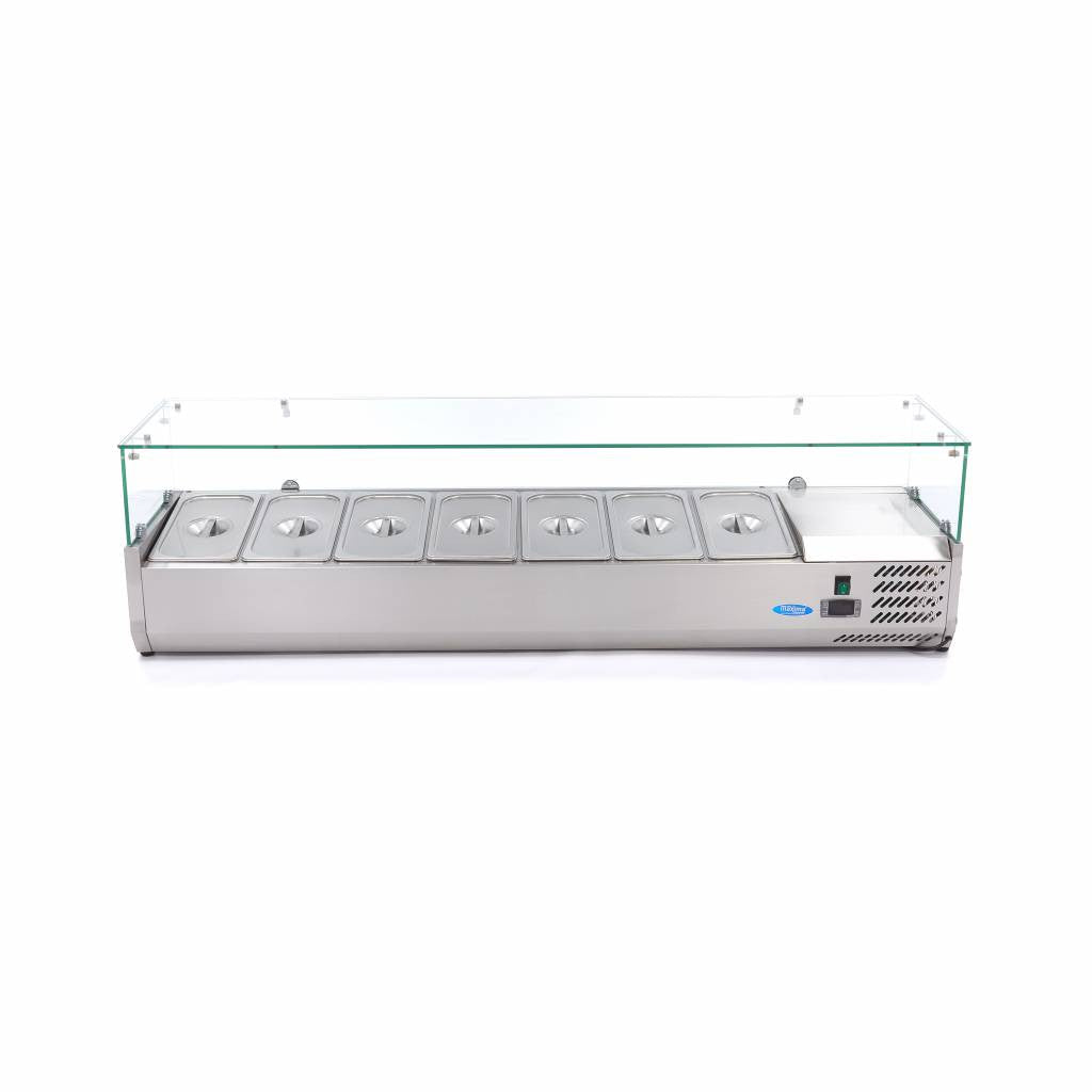 Saladette professionnelle 7 bacs GN 1/3 - Réfrigérateur de comptoir 160 cm 7 L 200 W Maxima - vue 6 - Saladette pizza à poser pro CHR - Cuistéo