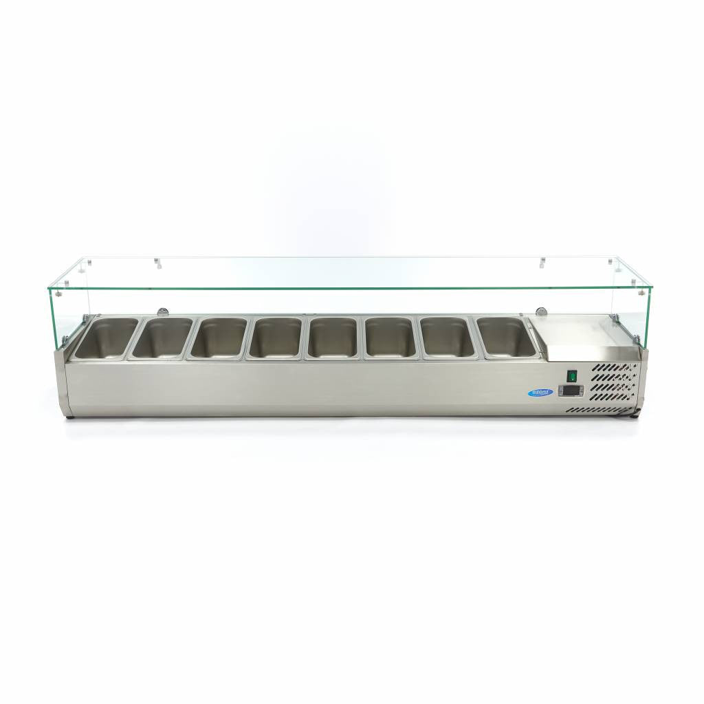 Saladette Réfrigérée 180cm - 8 Bacs GN 1/3 - Contrôle Numérique - Idéale Restaurants 8 L 200 W Maxima - vue 2 - Saladette pizza à poser pro CHR - Cuistéo