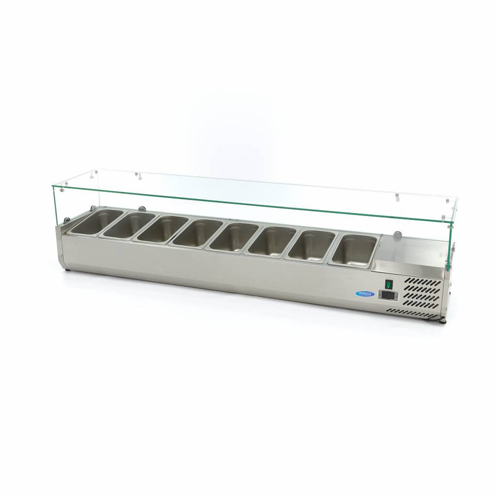 Saladette Réfrigérée 180cm - 8 Bacs GN 1/3 - Contrôle Numérique - Idéale Restaurants 8 L 200 W Maxima - vue 3 - Saladette pizza à poser pro CHR - Cuistéo