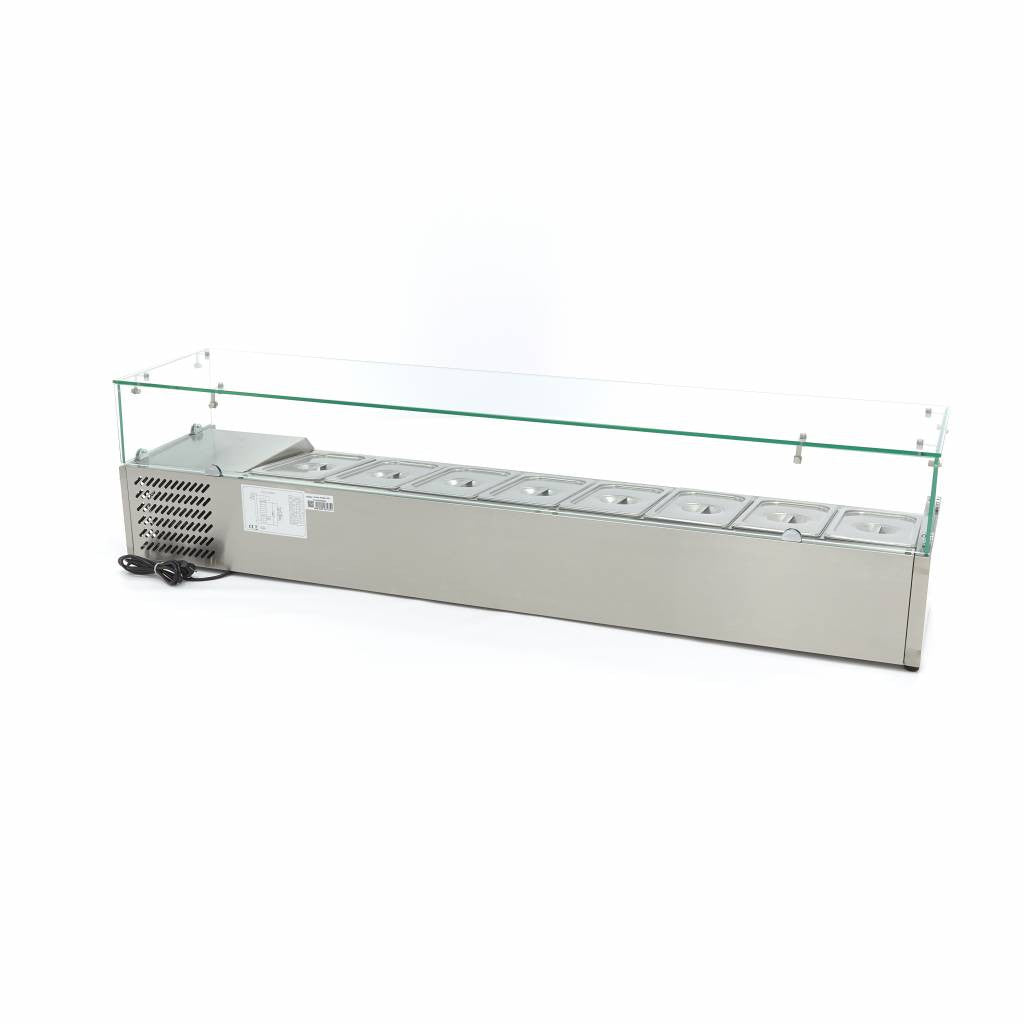 Saladette Réfrigérée 180cm - 8 Bacs GN 1/3 - Contrôle Numérique - Idéale Restaurants 8 L 200 W Maxima - vue 4 - Saladette pizza à poser pro CHR - Cuistéo