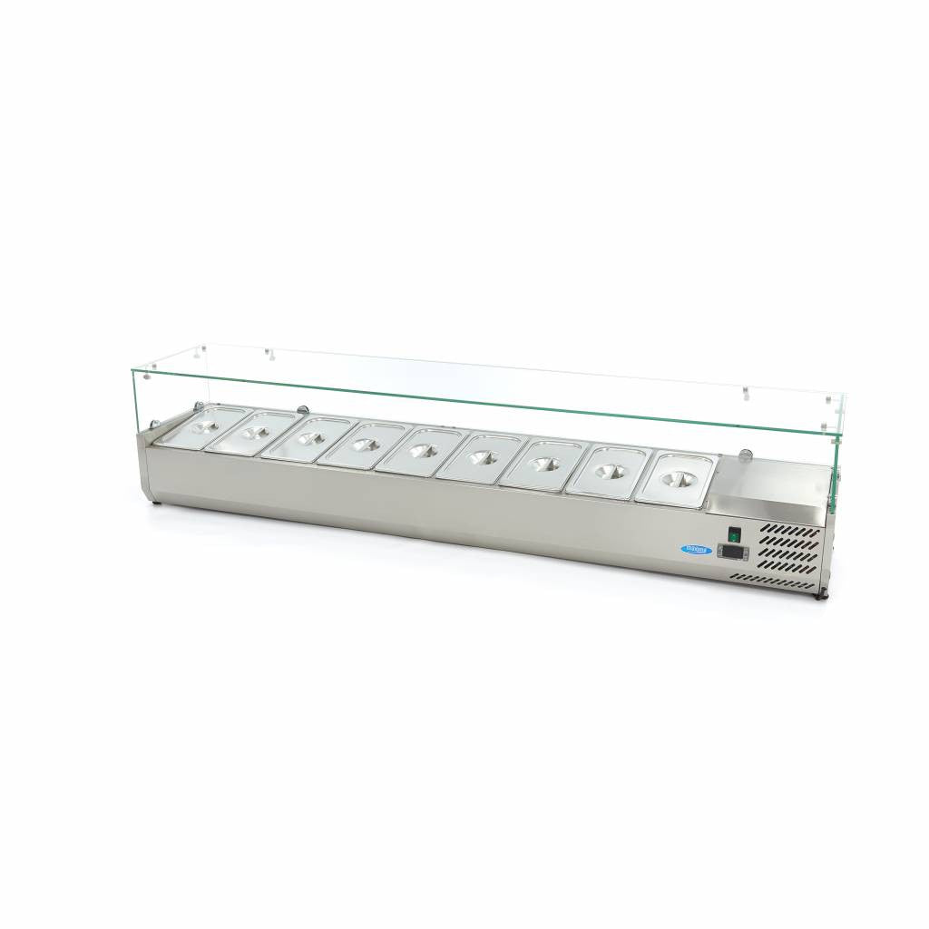 Réfrigérateur de préparation - 200 cm - 9 bacs GN 1/3 9 L 200 W Maxima - Saladette pizza à poser professionnel CHR - matériel cuisine pro - Cuistéo