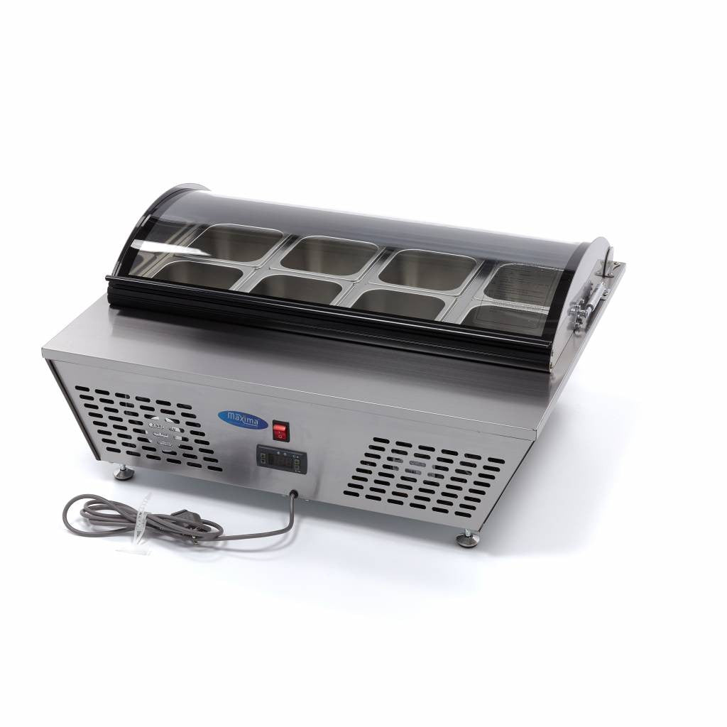 Saladette - 67L - comprenant 8 bacs GN 1/6 - Sur table inox 110 W Maxima - Saladette pizza à poser professionnel CHR - matériel cuisine pro - Cuistéo