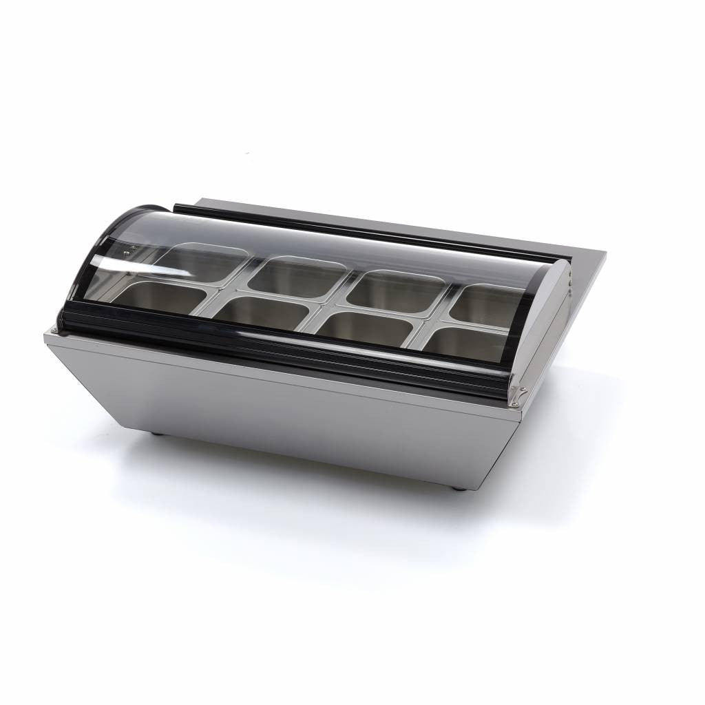 Saladette - 67L - comprenant 8 bacs GN 1/6 - Sur table inox 110 W Maxima - vue 3 - Saladette pizza à poser pro CHR - Cuistéo