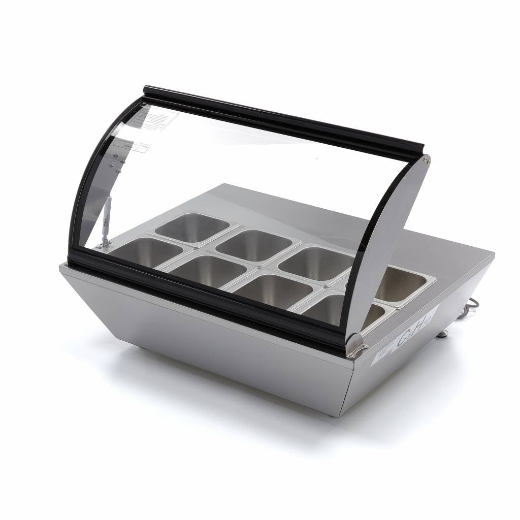 Saladette - 67L - comprenant 8 bacs GN 1/6 - Sur table inox 110 W Maxima - vue 4 - Saladette pizza à poser pro CHR - Cuistéo