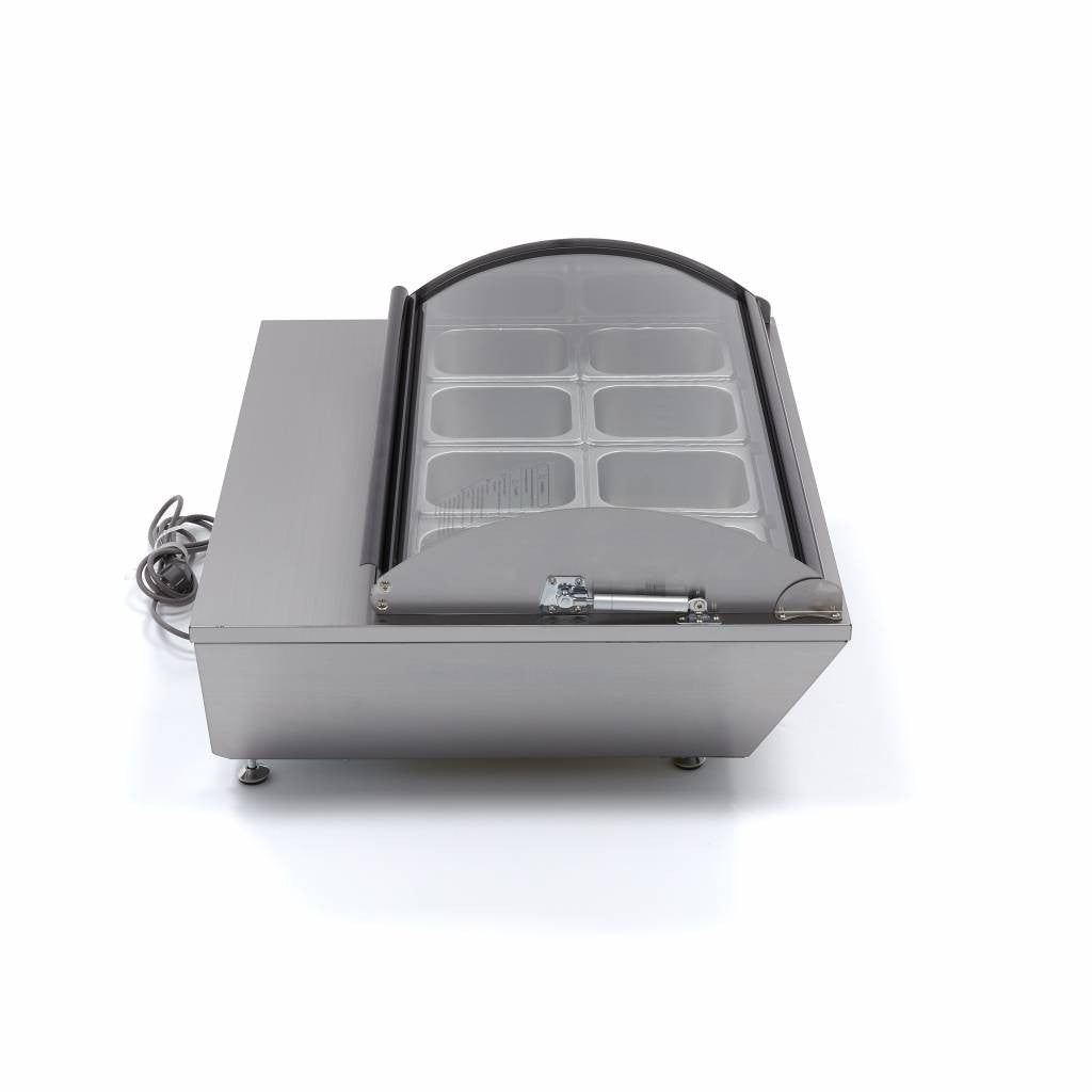 Saladette - 67L - comprenant 8 bacs GN 1/6 - Sur table inox 110 W Maxima - vue 5 - Saladette pizza à poser pro CHR - Cuistéo