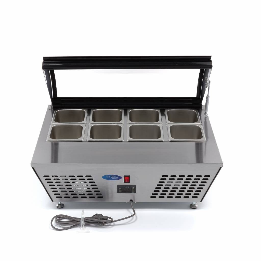 Saladette - 67L - comprenant 8 bacs GN 1/6 - Sur table inox 110 W Maxima - vue 6 - Saladette pizza à poser pro CHR - Cuistéo