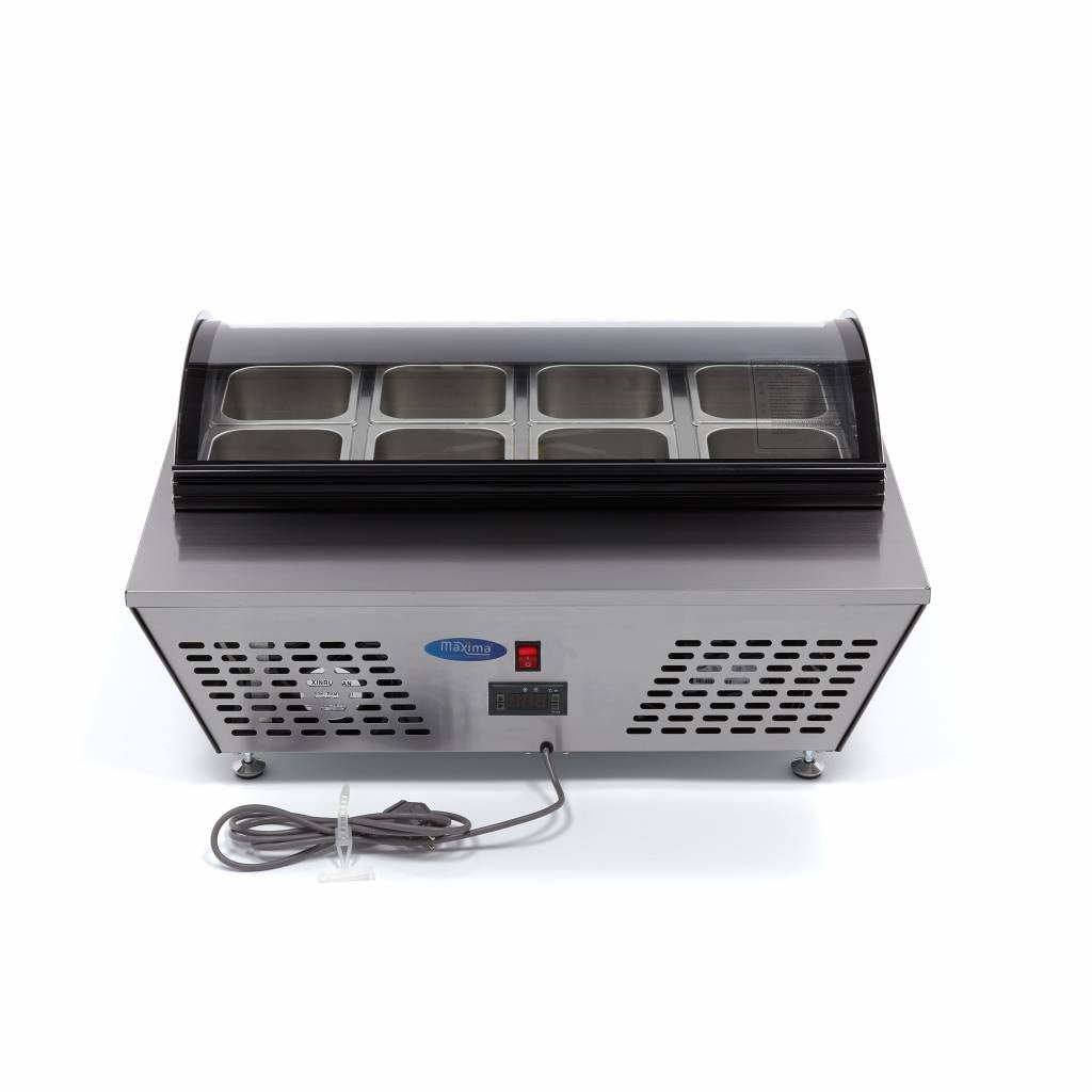 Saladette - 67L - comprenant 8 bacs GN 1/6 - Sur table inox 110 W Maxima - vue 7 - Saladette pizza à poser pro CHR - Cuistéo