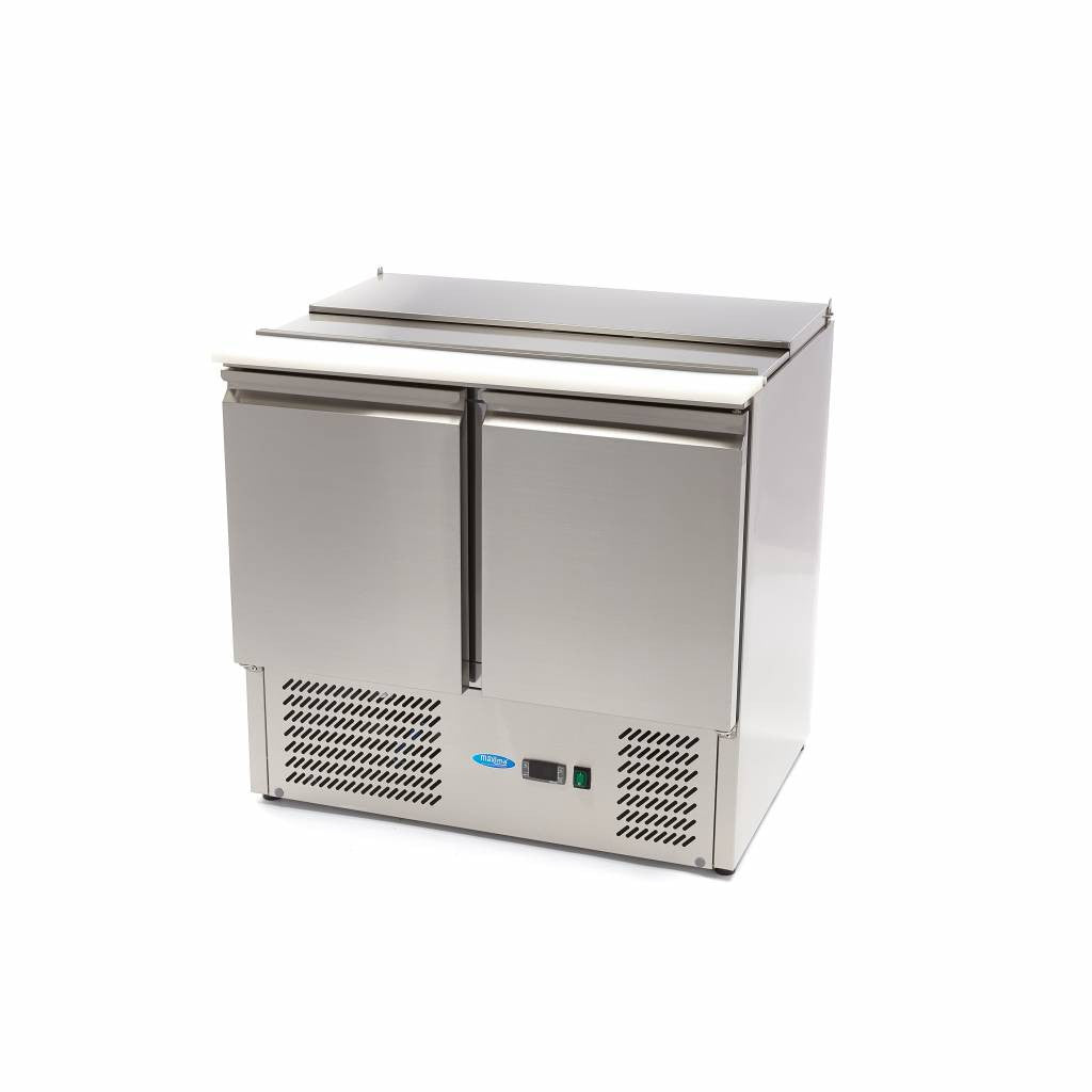 Saladette professionnelle 2 portes 257L 90 cm avec contrôle numérique 230 W Maxima - Saladette réfrigérée professionnel CHR - matériel cuisine pro - Cuistéo