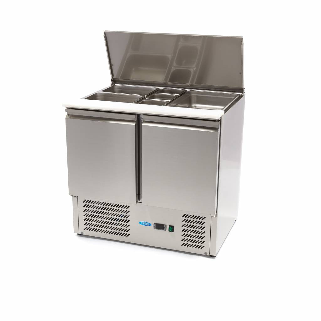Saladette professionnelle 2 portes 257L 90 cm avec contrôle numérique 230 W Maxima - vue 6 - Saladette réfrigérée pro CHR - Cuistéo