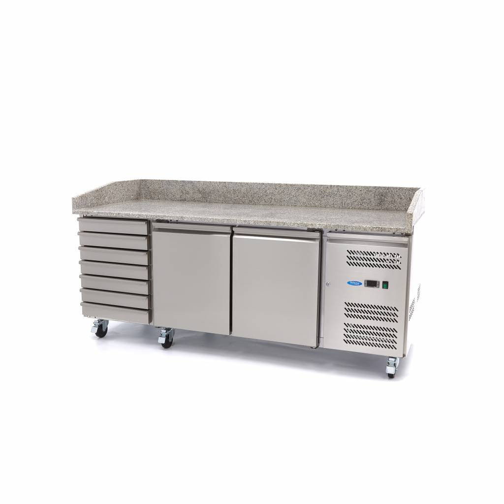 Réfrigérateur à pizza professionnel - 202cm - 2 portes 780 L 350 W Maxima - Table réfrigérée pizza professionnel CHR - matériel cuisine pro - Cuistéo
