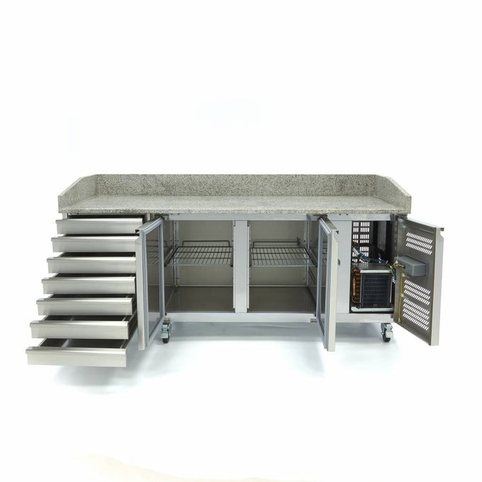 Réfrigérateur à pizza professionnel - 202cm - 2 portes 780 L 350 W Maxima - vue 4 - Table réfrigérée pizza pro CHR - Cuistéo