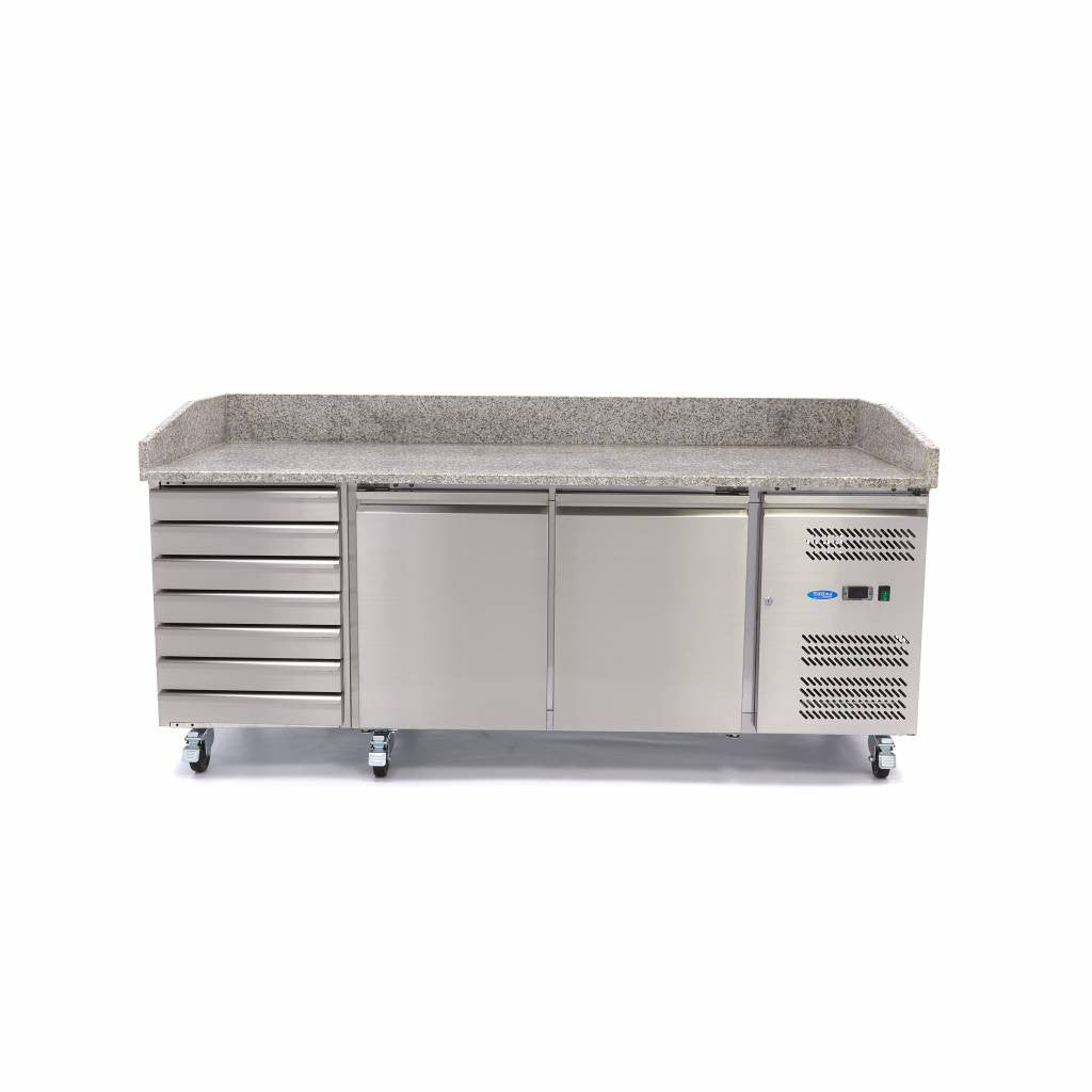 Réfrigérateur à pizza professionnel - 202cm - 2 portes 780 L 350 W Maxima - vue 5 - Table réfrigérée pizza pro CHR - Cuistéo