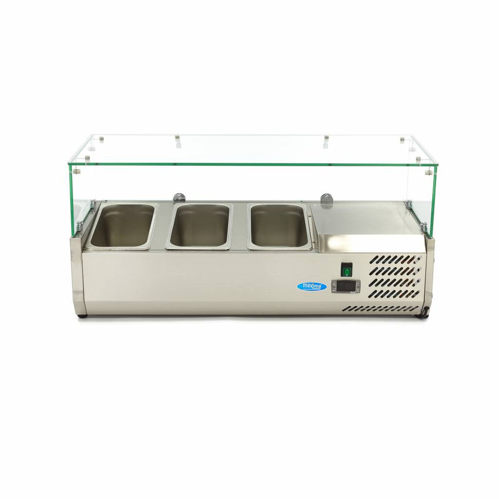 Réfrigérateur de préparation - 95cm - 3 bacs GN 1/3 - Contrôle numérique 200 W Maxima - vue 2 - Saladette pizza à poser pro CHR - Cuistéo