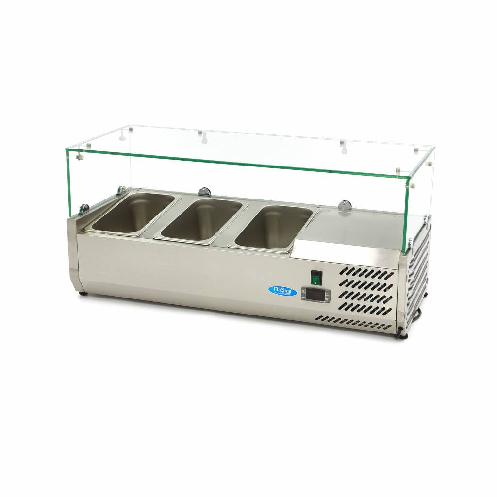 Réfrigérateur de préparation - 95cm - 3 bacs GN 1/3 - Contrôle numérique 200 W Maxima - vue 3 - Saladette pizza à poser pro CHR - Cuistéo