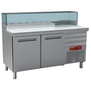 Table réfrigérée pizza 2 portes 3 tiroirs 6 x GN 1/4 - Diamond