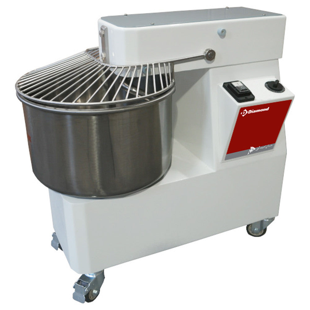 Pétrin à spirale 22 litres timer avec roues - Diamond