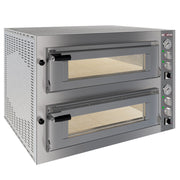 Four à pizza électrique - 2x4 pizzas 35 cm - Double chambre - 50-400°C - Sole réfractaire - 11,5 kW - Diverso