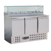 Table réfrigérée préparation pizza 3 portes inox 1368x700x1180 mm 444 L 0.34 kW Combisteel - Table réfrigérée pizza professionnel CHR - matériel cuisine pro - Cuistéo