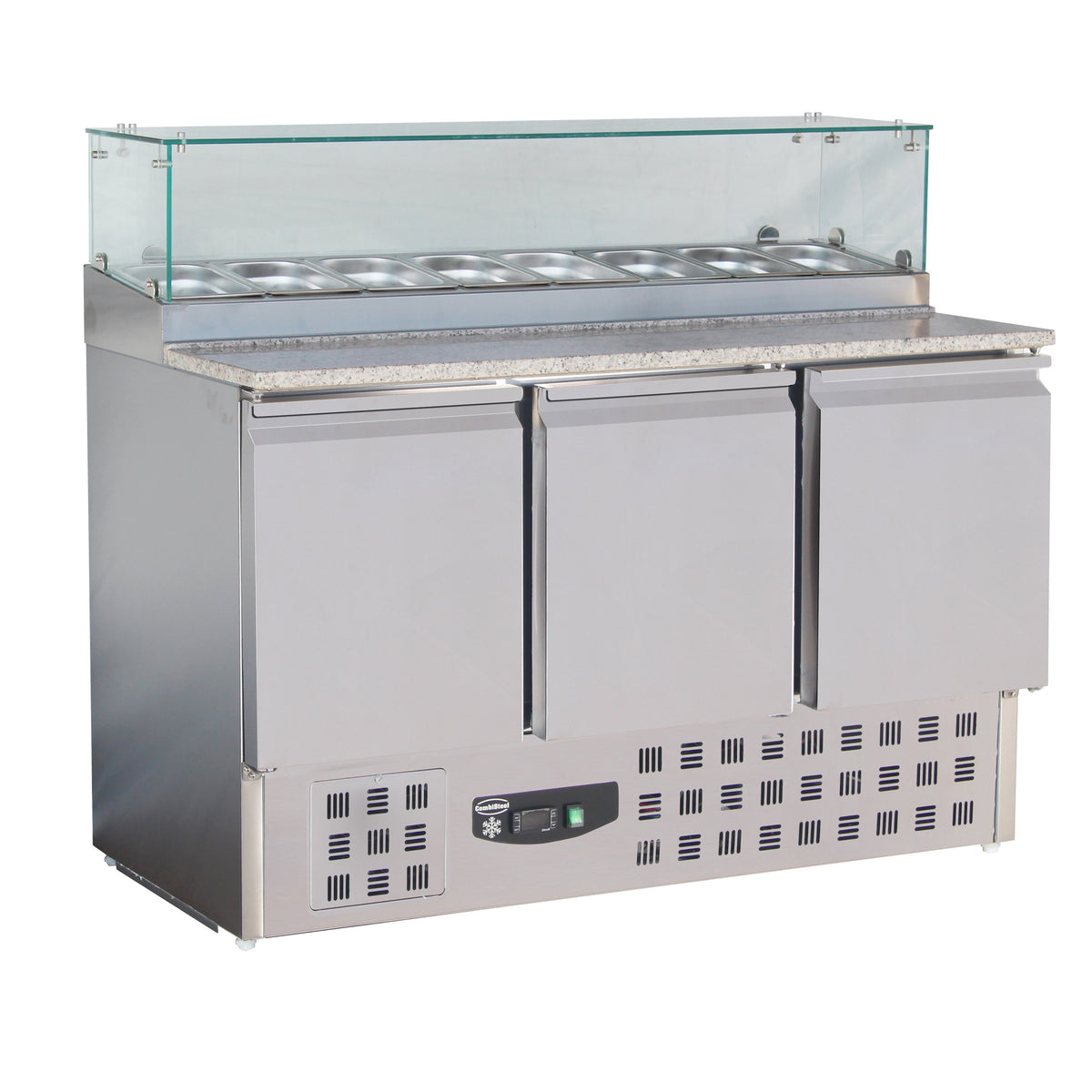 Table réfrigérée préparation pizza 3 portes inox 1368x700x1180 mm 444 L 0.34 kW Combisteel - Table réfrigérée pizza professionnel CHR - matériel cuisine pro - Cuistéo