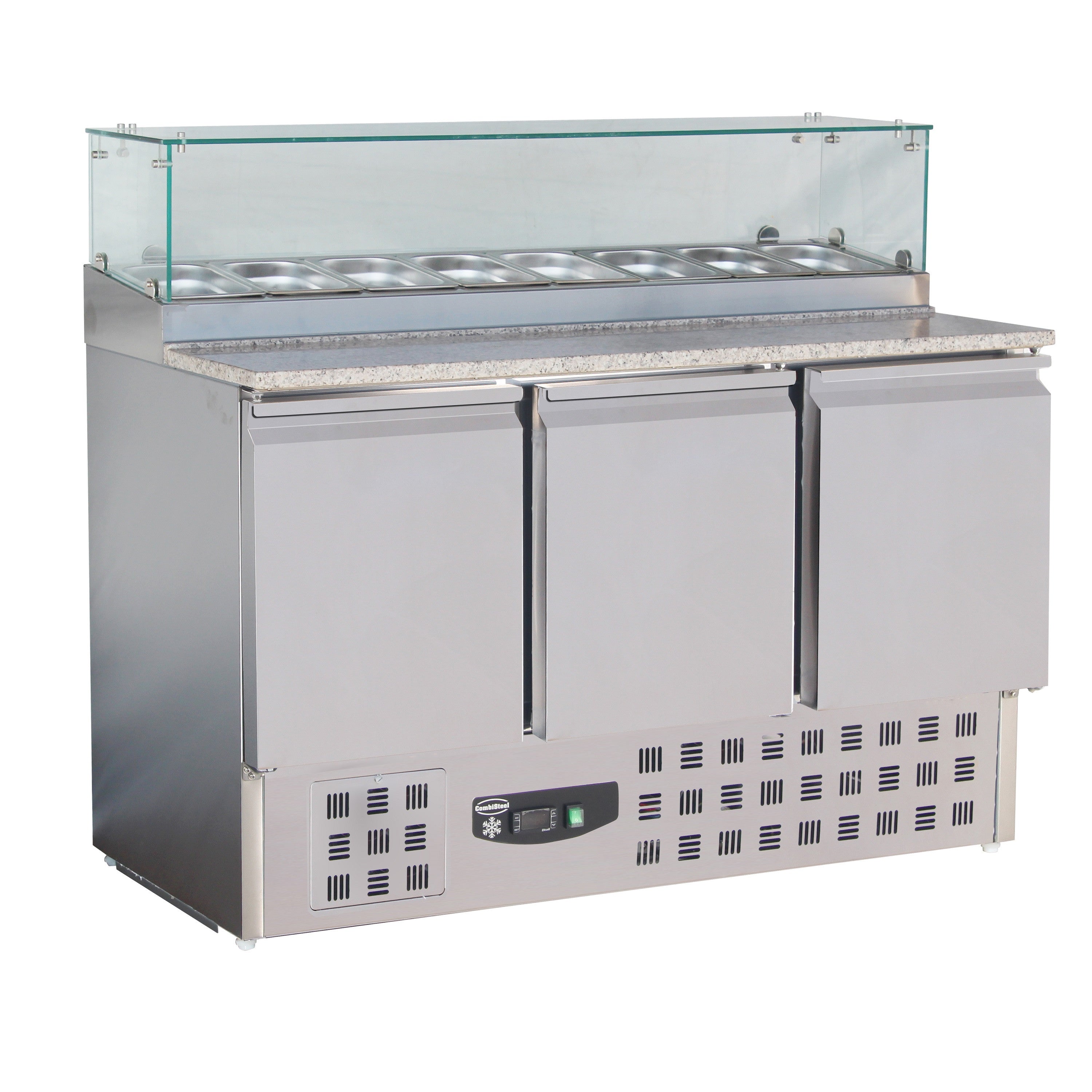Table réfrigérée préparation pizza 3 portes inox 1368x700x1180 mm 444 L 0.34 kW Combisteel - Table réfrigérée pizza professionnel CHR - matériel cuisine pro - Cuistéo