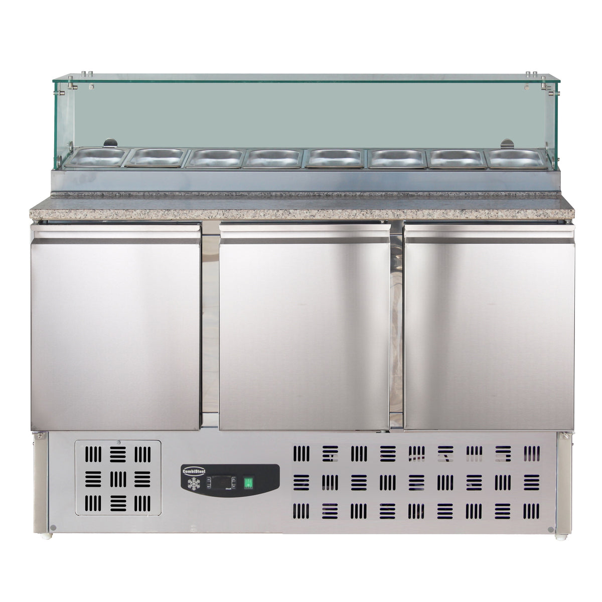 Table réfrigérée préparation pizza 3 portes inox 1368x700x1180 mm 444 L 0.34 kW Combisteel - vue 2 - Table réfrigérée pizza pro CHR - Cuistéo