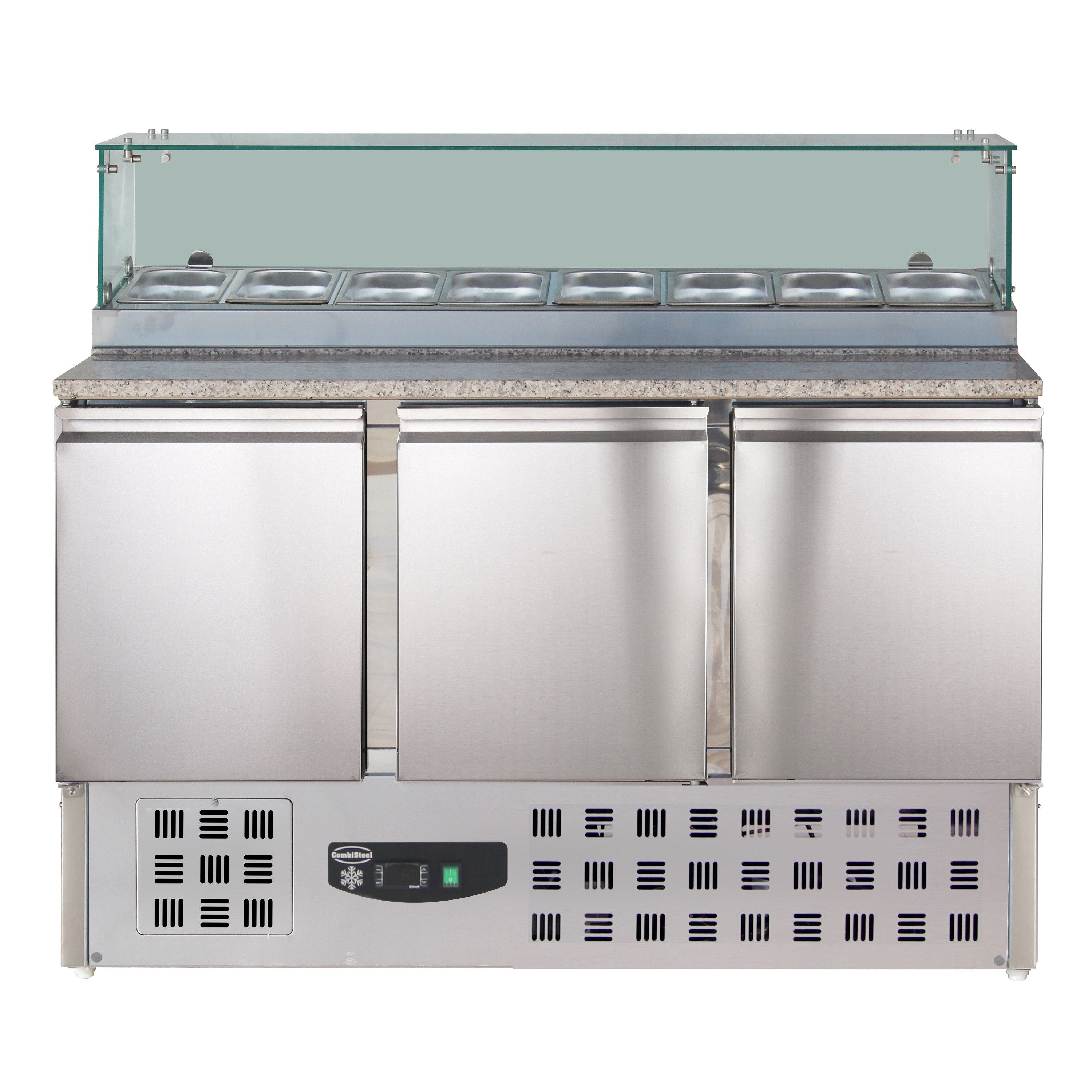 Table réfrigérée préparation pizza 3 portes inox 1368x700x1180 mm 444 L 0.34 kW Combisteel - vue 2 - Table réfrigérée pizza pro CHR - Cuistéo