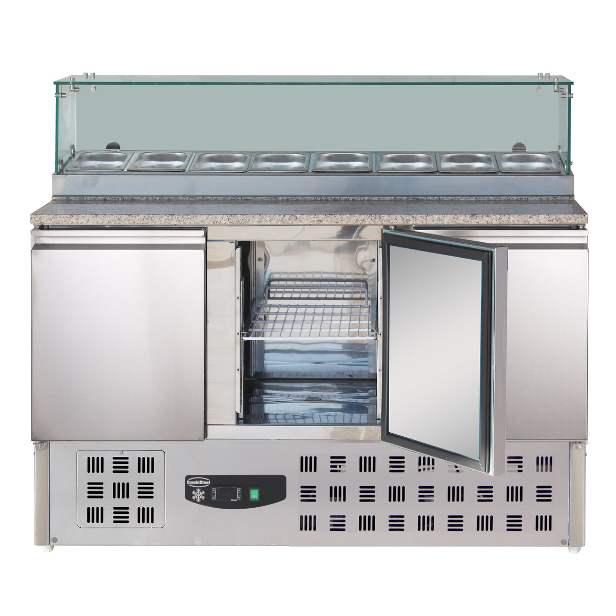 Table réfrigérée préparation pizza 3 portes inox 1368x700x1180 mm 444 L 0.34 kW Combisteel - vue 3 - Table réfrigérée pizza pro CHR - Cuistéo