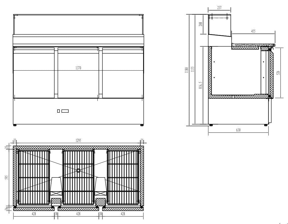 Table réfrigérée préparation pizza 3 portes inox 1368x700x1180 mm 444 L 0.34 kW Combisteel - vue 6 - Table réfrigérée pizza pro CHR - Cuistéo