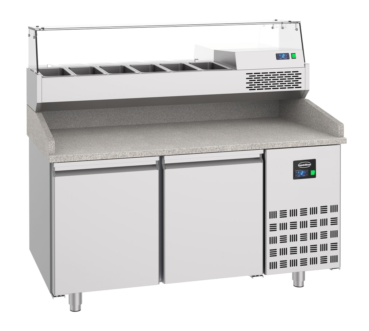 Table réfrigérée prépa. pizza 2 portes inox 1550x800x1080 mm 380 L 0.2 kW Combisteel - vue 2 - Table réfrigérée pizza pro CHR - Cuistéo