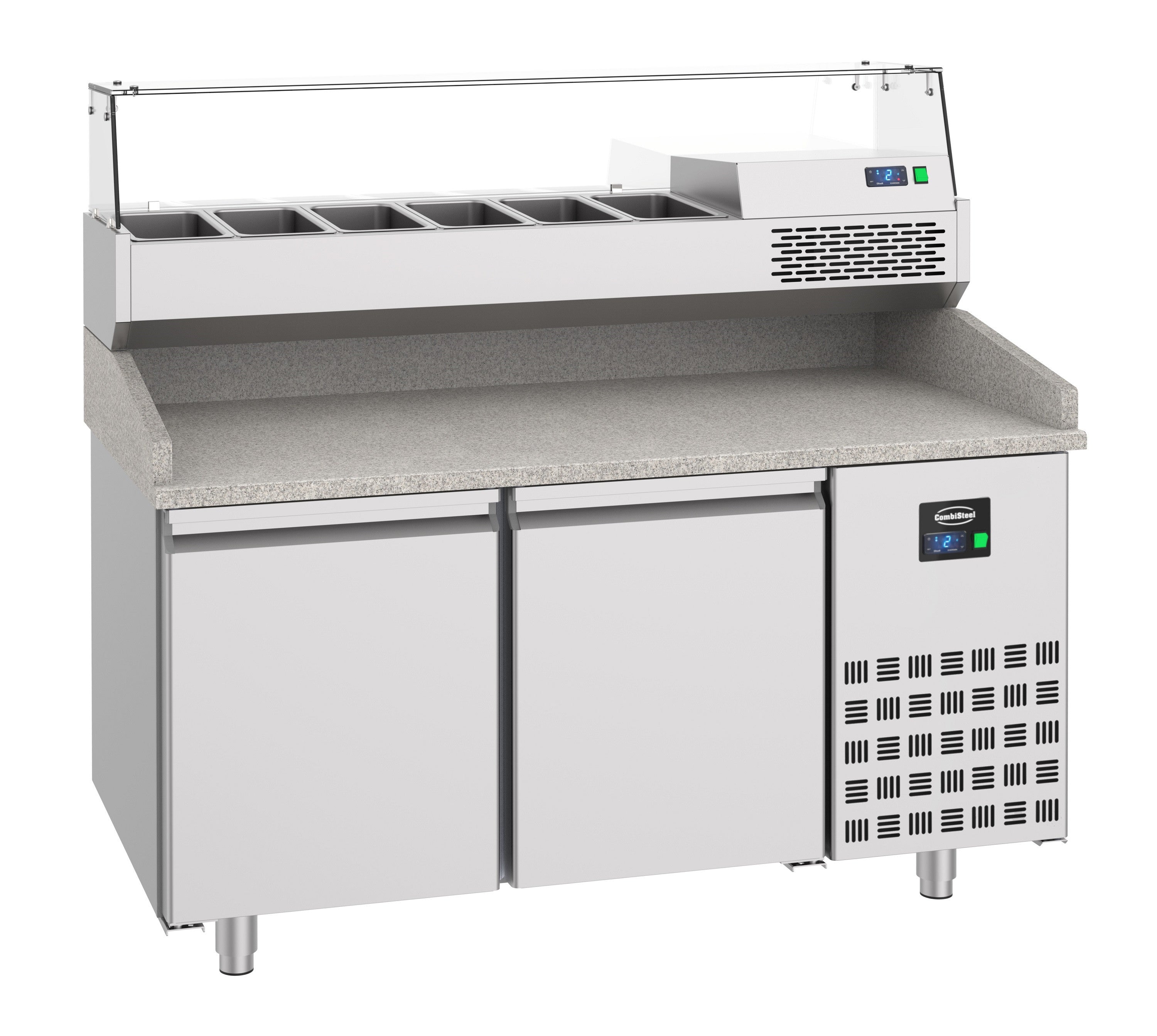 Table réfrigérée prépa. pizza 2 portes inox 1550x800x1080 mm 380 L 0.2 kW Combisteel - vue 2 - Table réfrigérée pizza pro CHR - Cuistéo