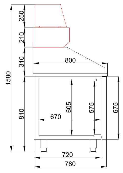Table réfrigéree pizza 3 portes inox 2100x800x1080 mm 615 L 0.21 kW Combisteel - vue 3 - Table réfrigérée pizza pro CHR - Cuistéo