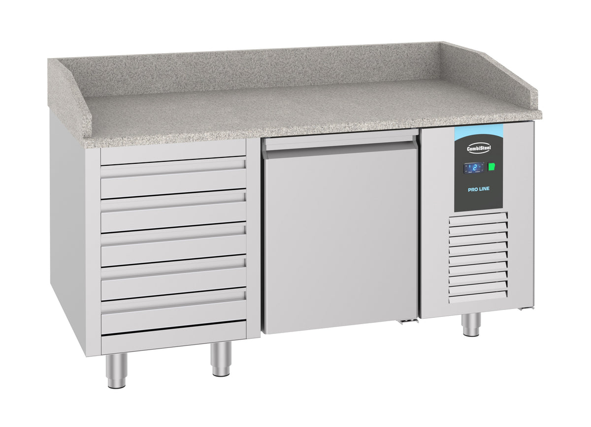 Table réfrigérée pizza porte et tiroirs inox 1550x800x1080 mm 380 L 0.2 kW Combisteel - Table réfrigérée pizza professionnel CHR - matériel cuisine pro - Cuistéo