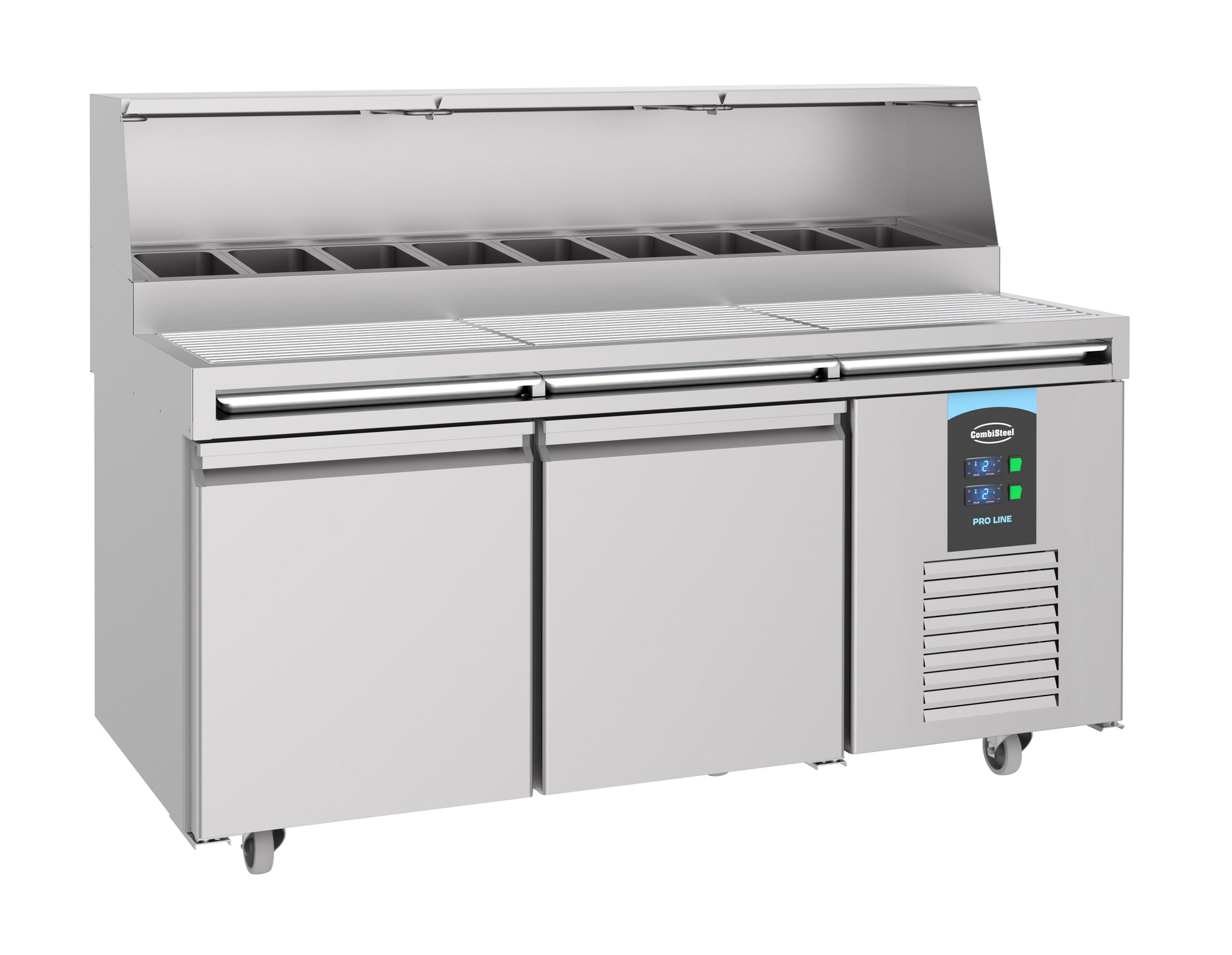 Table préparation pour pizza 2 portes inox 1790x850x1360 mm 460 L 0.3 kW Combisteel - Table réfrigérée pizza professionnel CHR - matériel cuisine pro - Cuistéo
