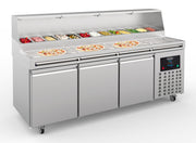 Table préparation pour pizza 3 portes inox 2370x850x1360 mm 720 L 0.3 kW Combisteel - Table réfrigérée pizza professionnel CHR - matériel cuisine pro - Cuistéo