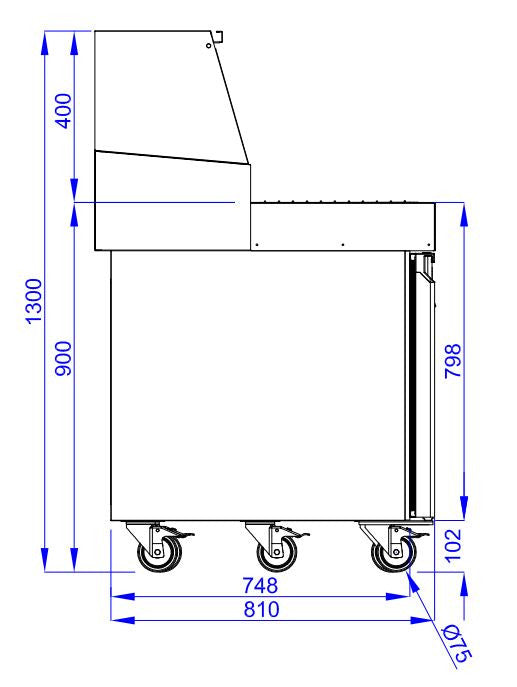 Table préparation pour pizza 3 portes inox 2370x850x1360 mm 720 L 0.3 kW Combisteel - vue 2 - Table réfrigérée pizza pro CHR - Cuistéo
