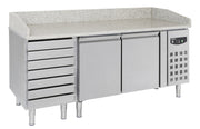 Table réfrig. pizza 2 portes 7 tiroirs inox 2025x800x1000 mm 580 L 0.34 kW Combisteel - Table réfrigérée pizza professionnel CHR - matériel cuisine pro - Cuistéo