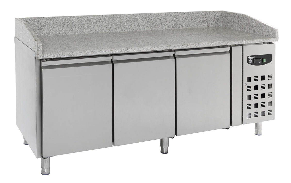 Table de préparation pizza 3 portes inox 580L - Réfrigérée 2025x800x1000 mm 0.34 kW Combisteel - Table réfrigérée pizza professionnel CHR - matériel cuisine pro - Cuistéo