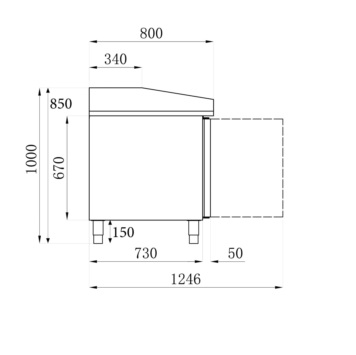 Table de préparation pizza 3 portes inox 580L - Réfrigérée 2025x800x1000 mm 0.34 kW Combisteel - vue 2 - Table réfrigérée pizza pro CHR - Cuistéo