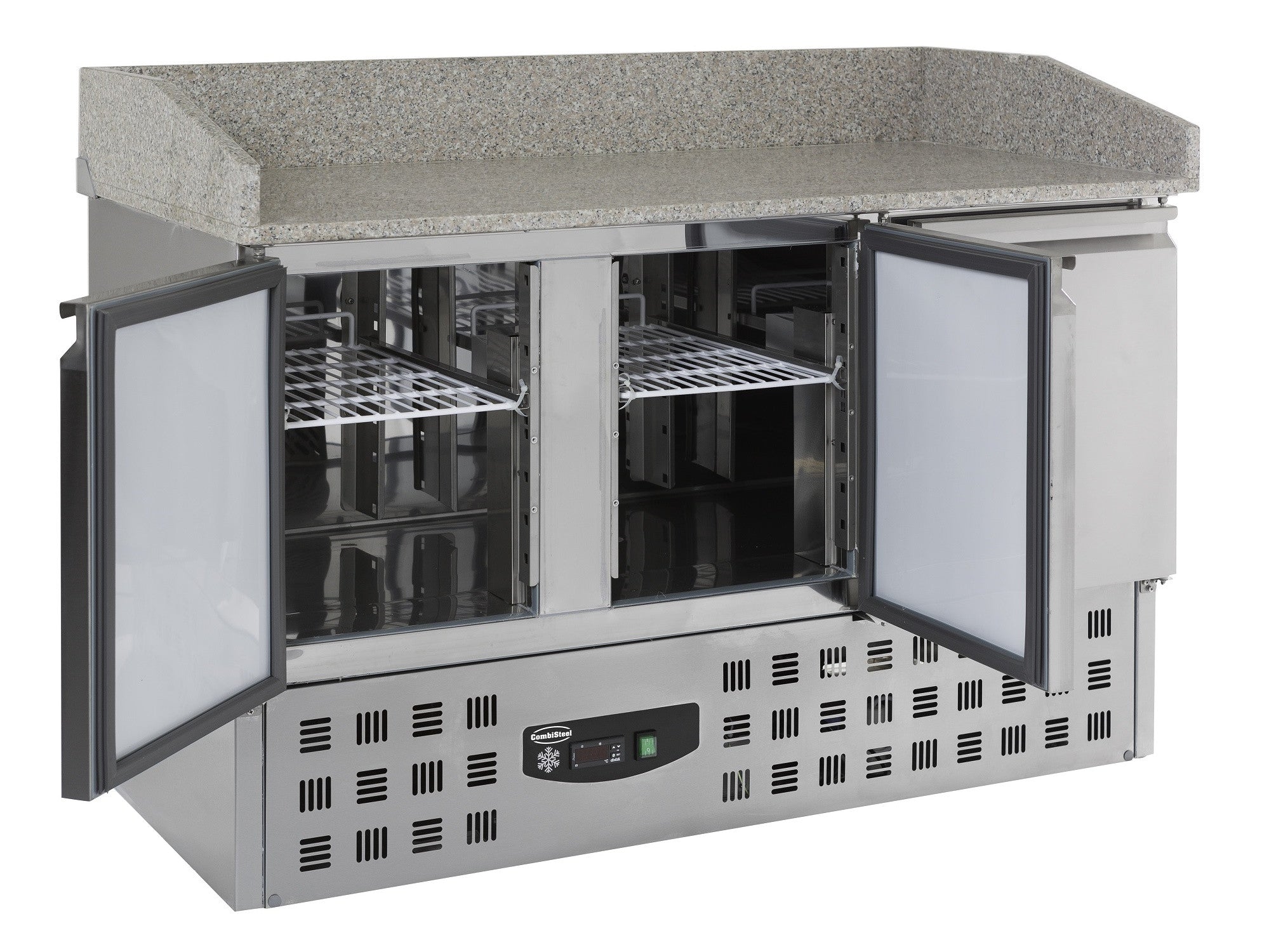 Table réfrigérée pizza 3 portes battantes 1400mm - Refroidissement statique inox 230 L 0.34 kW Combisteel - vue 2 - Table réfrigérée pizza pro CHR - Cuistéo