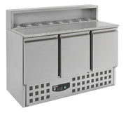 Table de préparation pour pizza 3 portes - Réfrigérée - Acier inox - Compact Line 1368x700x1090 mm 402 L 0.34 kW Combisteel - Table réfrigérée pizza professionnel CHR - matériel cuisine pro - Cuistéo