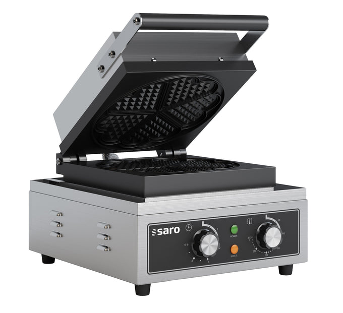 Gaufrier - Gaufres coeur - Température réglable - Minuteur - Plaques antiadhésives - L 310 x P 440 x H 235 mm - Saro
