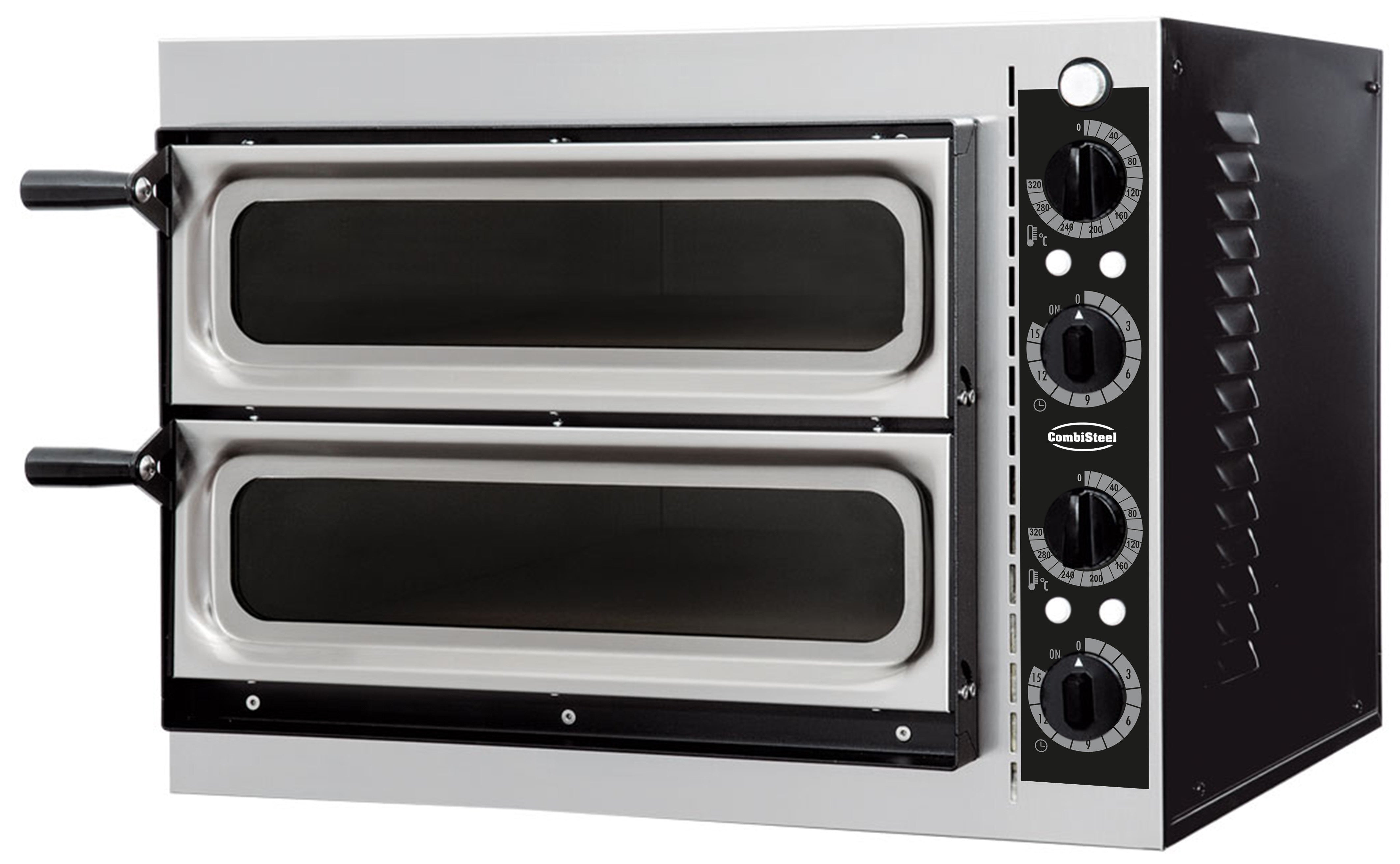 Four à pizza électrique - 2 pizzas 32 cm - 50-500°C - Double compartiment - 2,4 kW 2 L Combisteel - Four à pizza électrique double professionnel CHR - matériel cuisine pro - Cuistéo