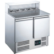 Table de préparation pizza - 5 x 1/6 GN - 2 portes - +2/+8°C - Granit inox 240 L 0.175 kW Saro - Saladette Pizza professionnel CHR - matériel cuisine pro - Cuistéo