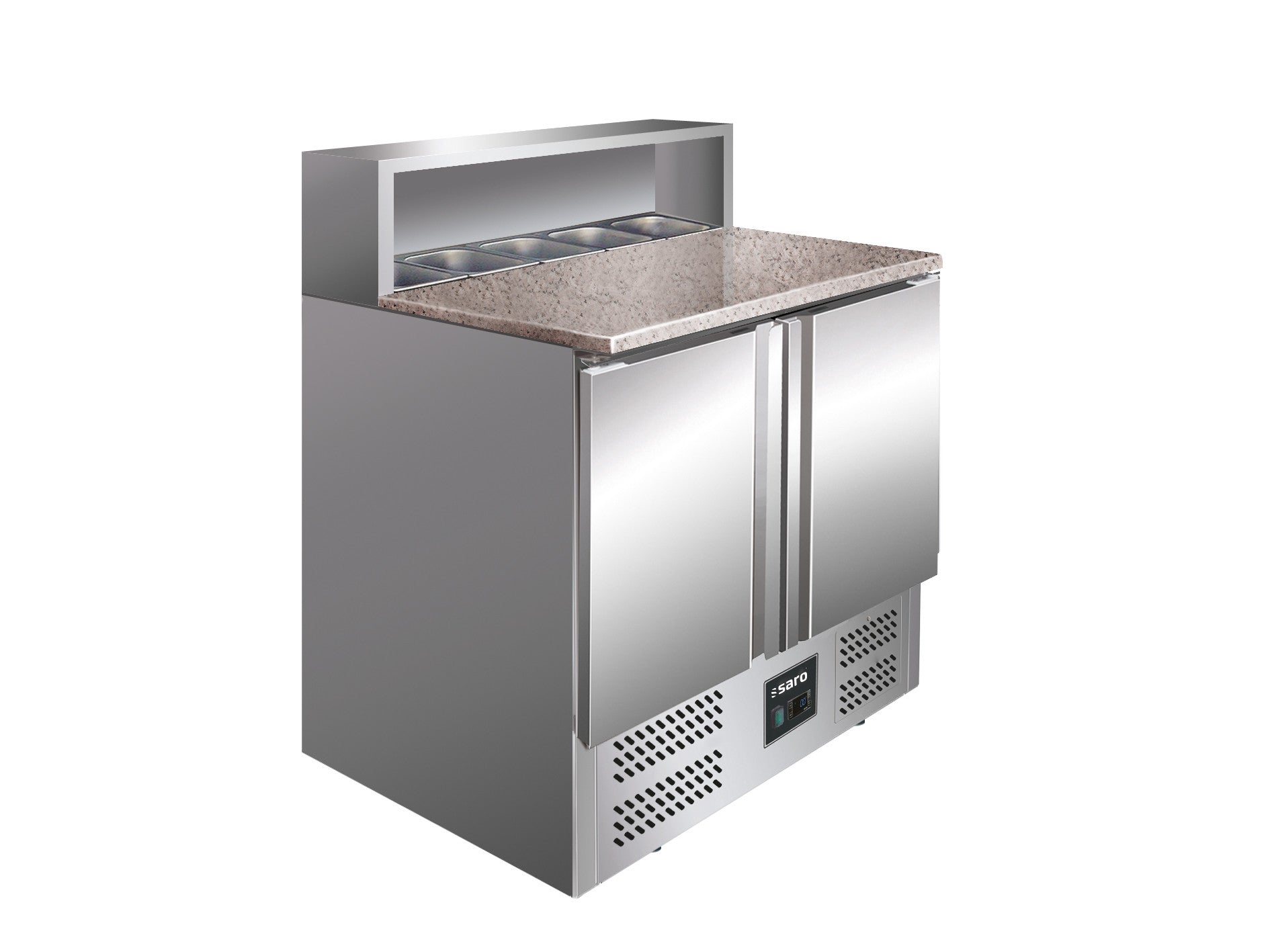 Table pizza - 2 portes - GN1/6 - Professionnel inox 285 L Saro - Saladette Pizza professionnel CHR - matériel cuisine pro - Cuistéo