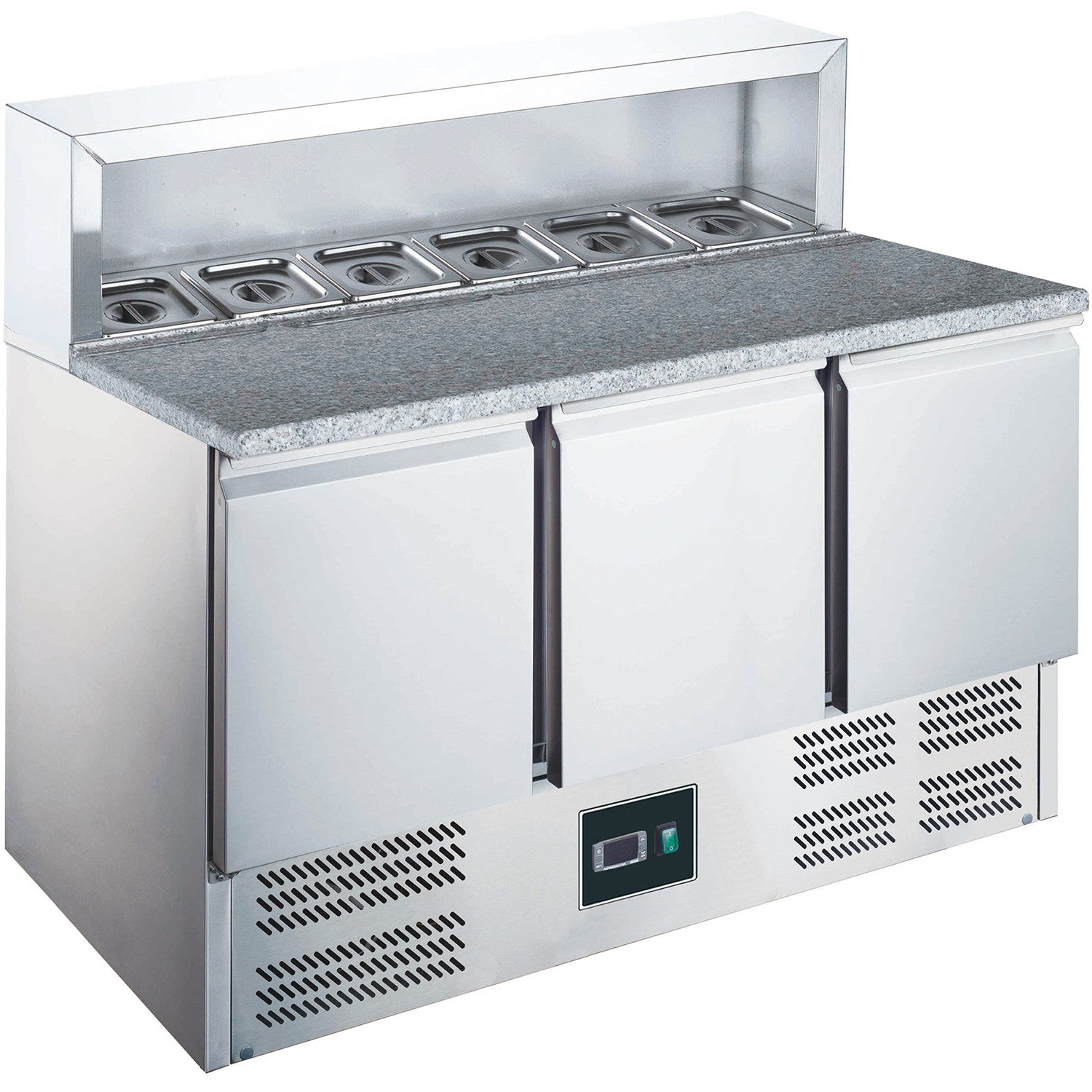 Table pizza - 3 portes - GN1/6 - Professionnel inox 350 L Saro - Saladette Pizza professionnel CHR - matériel cuisine pro - Cuistéo