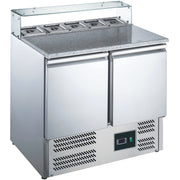 Table pizza vitrine - 2 portes - GN1/6 inox 198 L Saro - Saladette Pizza professionnel CHR - matériel cuisine pro - Cuistéo