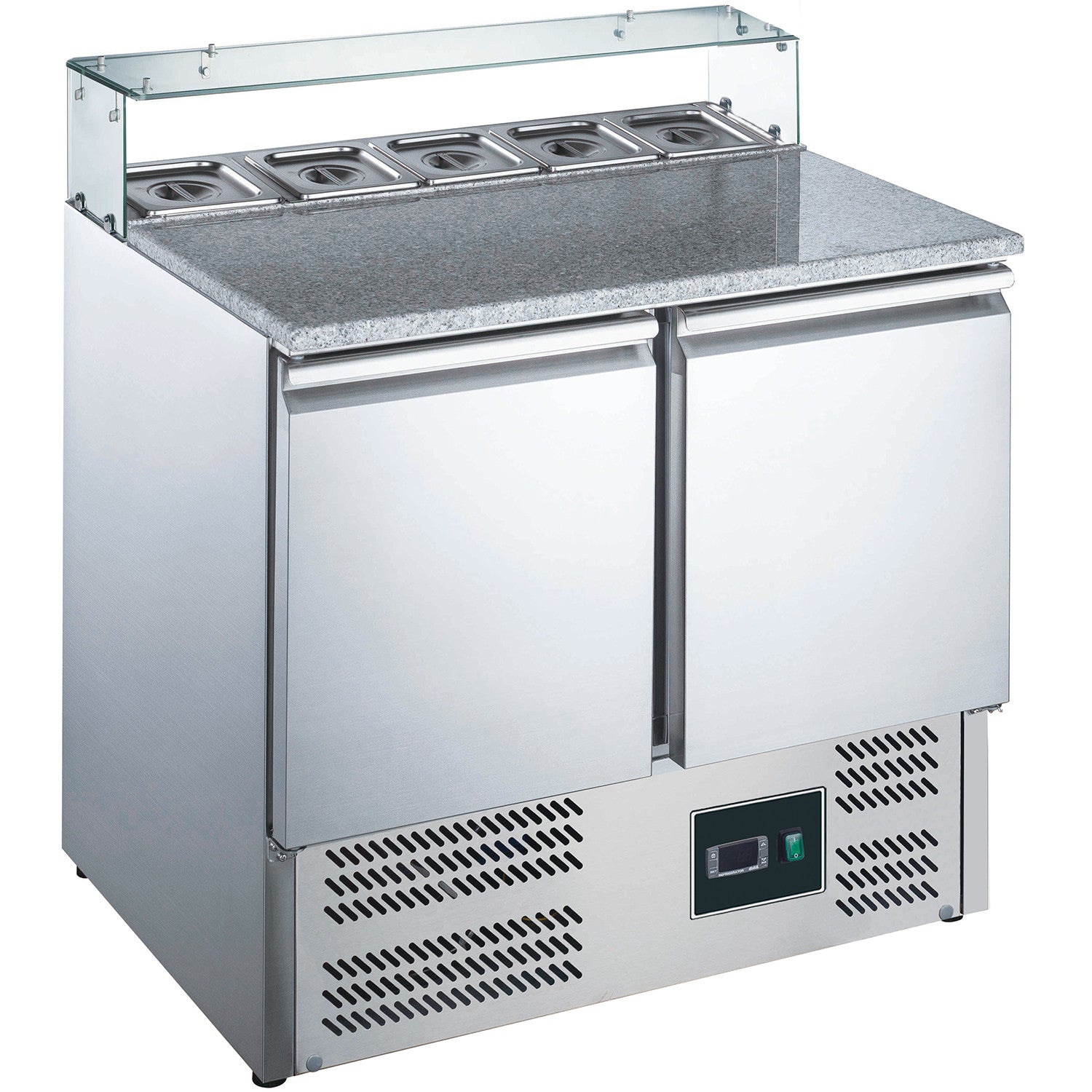 Table pizza vitrine - 2 portes - GN1/6 inox 198 L Saro - Saladette Pizza professionnel CHR - matériel cuisine pro - Cuistéo
