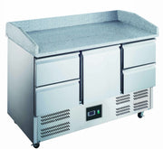 Table pizza - 1 porte - 4 tiroirs - Granit inox 297 L Saro - Saladette Pizza professionnel CHR - matériel cuisine pro - Cuistéo
