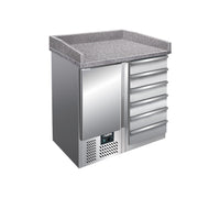 Table pizza - 1 porte - 6 tiroirs - Granit - Saro