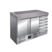 Table pizza - 2 portes - 6 tiroirs - Granit - Saro